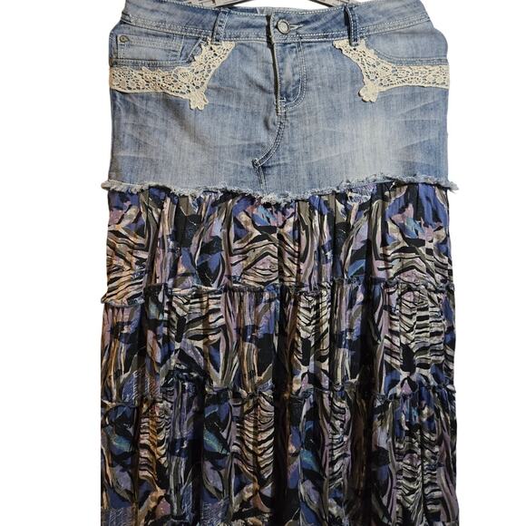 Hot Kiss Denim Boho Maxi Skirt Size 10‎ - Picture 6 of 10